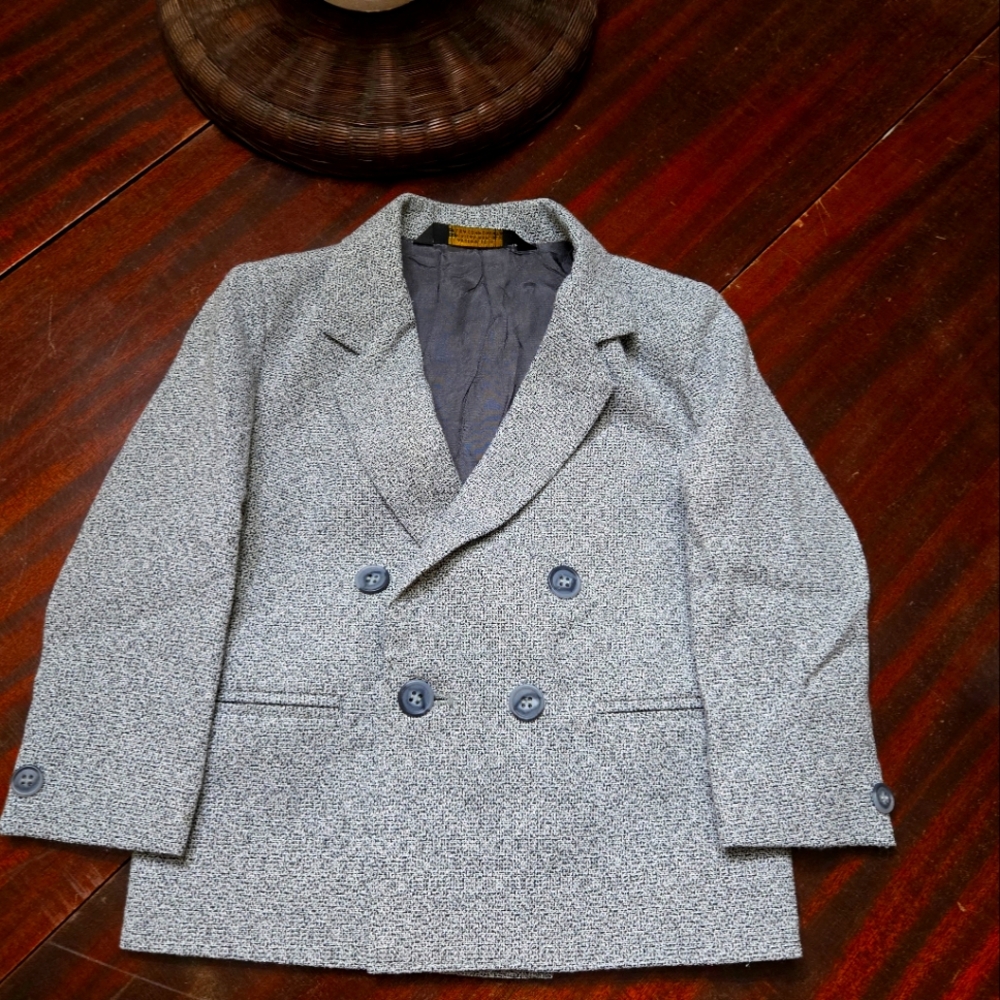 Gray Double-Breasted Blazer For  Toddler. 3T